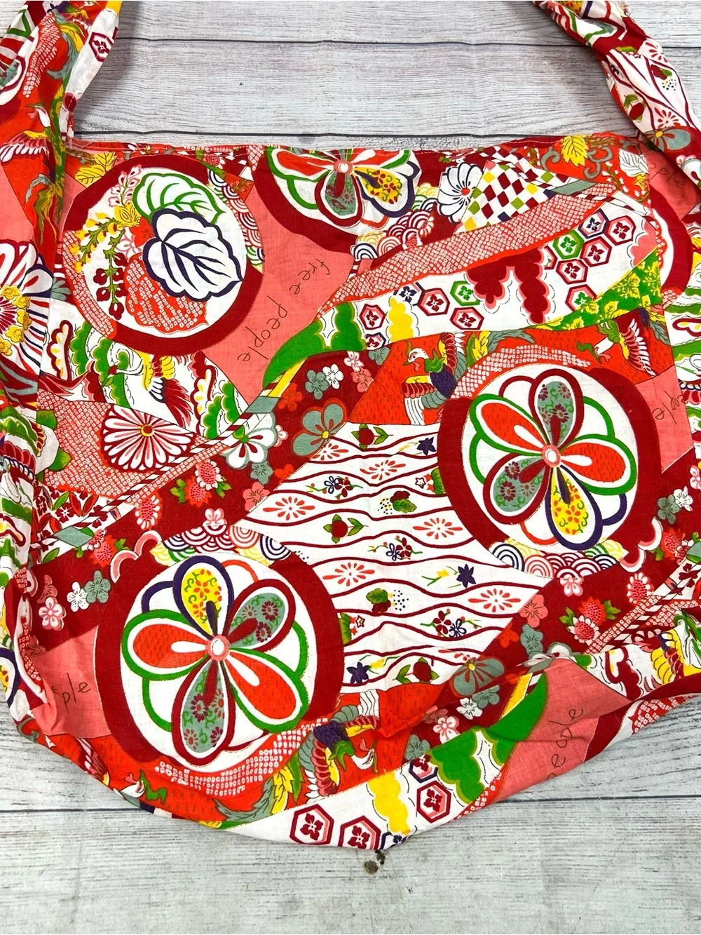 Free People Limited Edition Tote Bag Red Multicolor Floral Boho Sustainable
